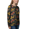 Rose Floral Golden Dragon Print Women's Sweatshirt-grizzshop