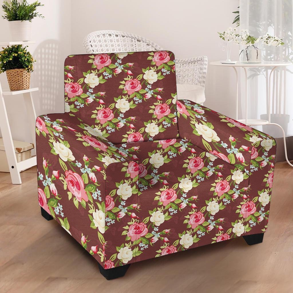 Rose Floral Print Armchair Cover-grizzshop