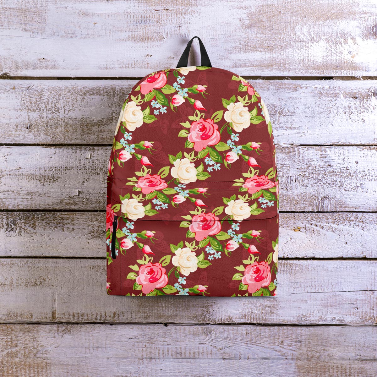 Rose Floral Print Backpack-grizzshop