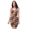 Rose Floral Print Bodycon Dress-grizzshop