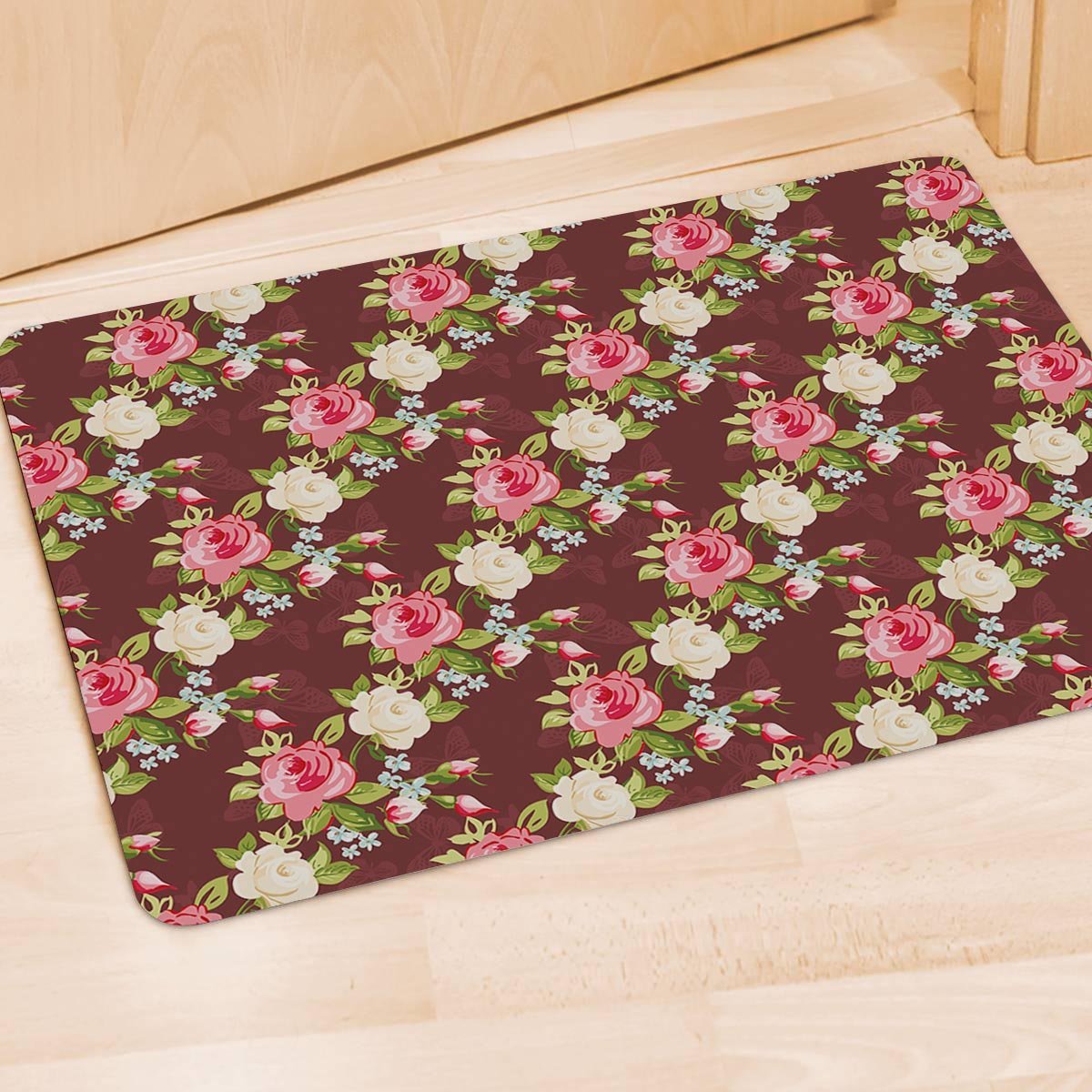 Rose Floral Print Door Mat-grizzshop