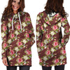 Rose Floral Print Hoodie Dress-grizzshop