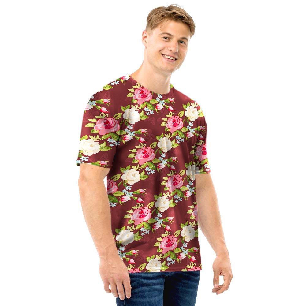 Rose Floral Print Men T Shirt-grizzshop