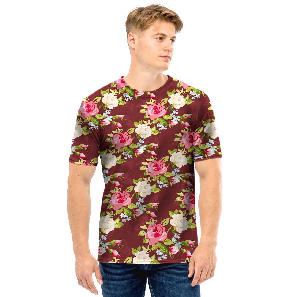 Rose Floral Print Men T Shirt-grizzshop