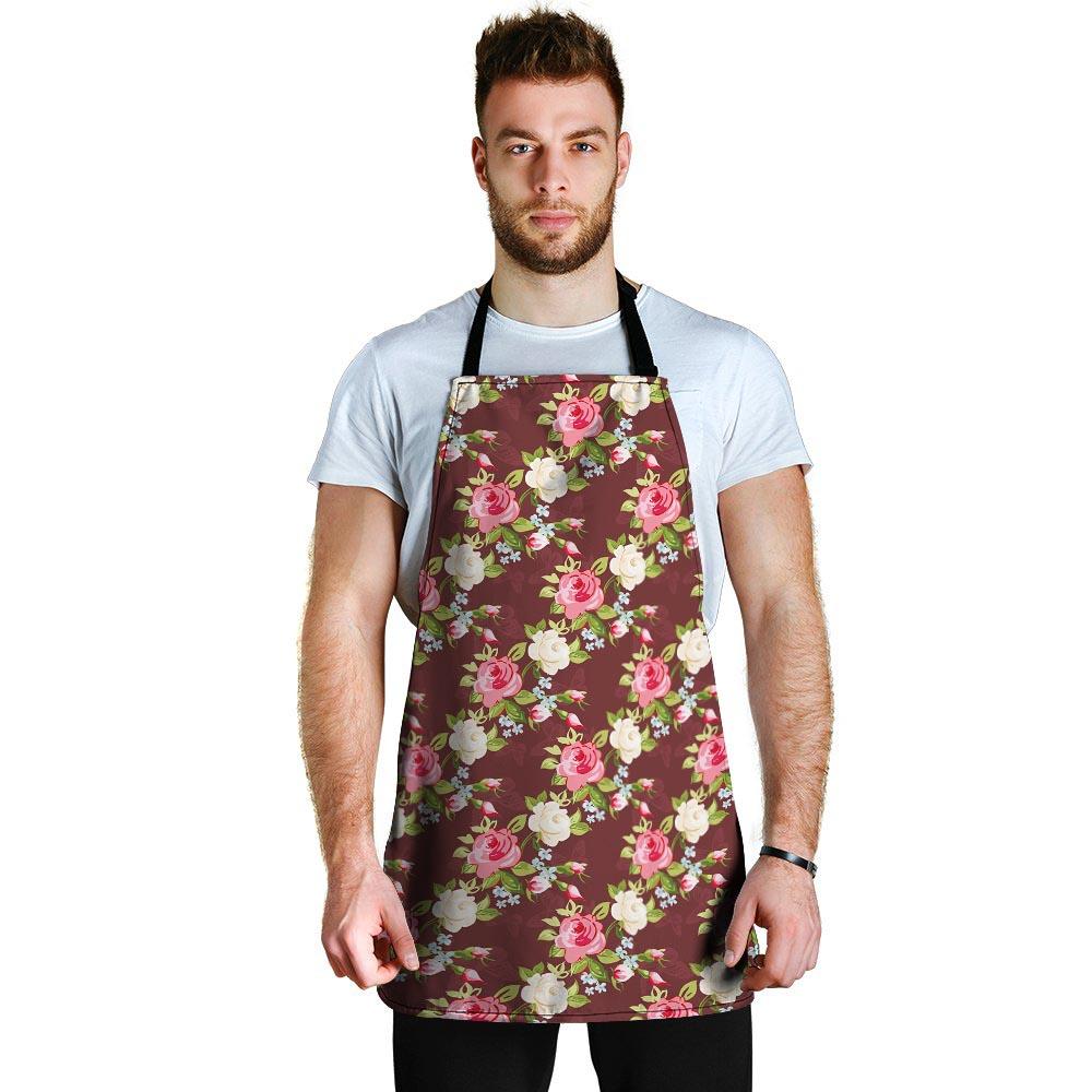 Rose Floral Print Men's Apron-grizzshop