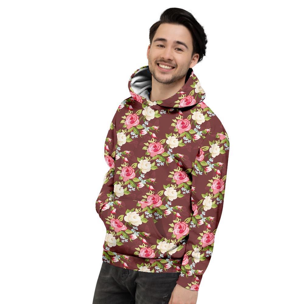 Rose Floral Print Men's Hoodie-grizzshop