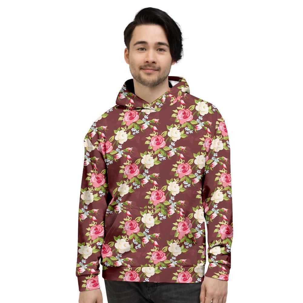 Rose Floral Print Men's Hoodie-grizzshop