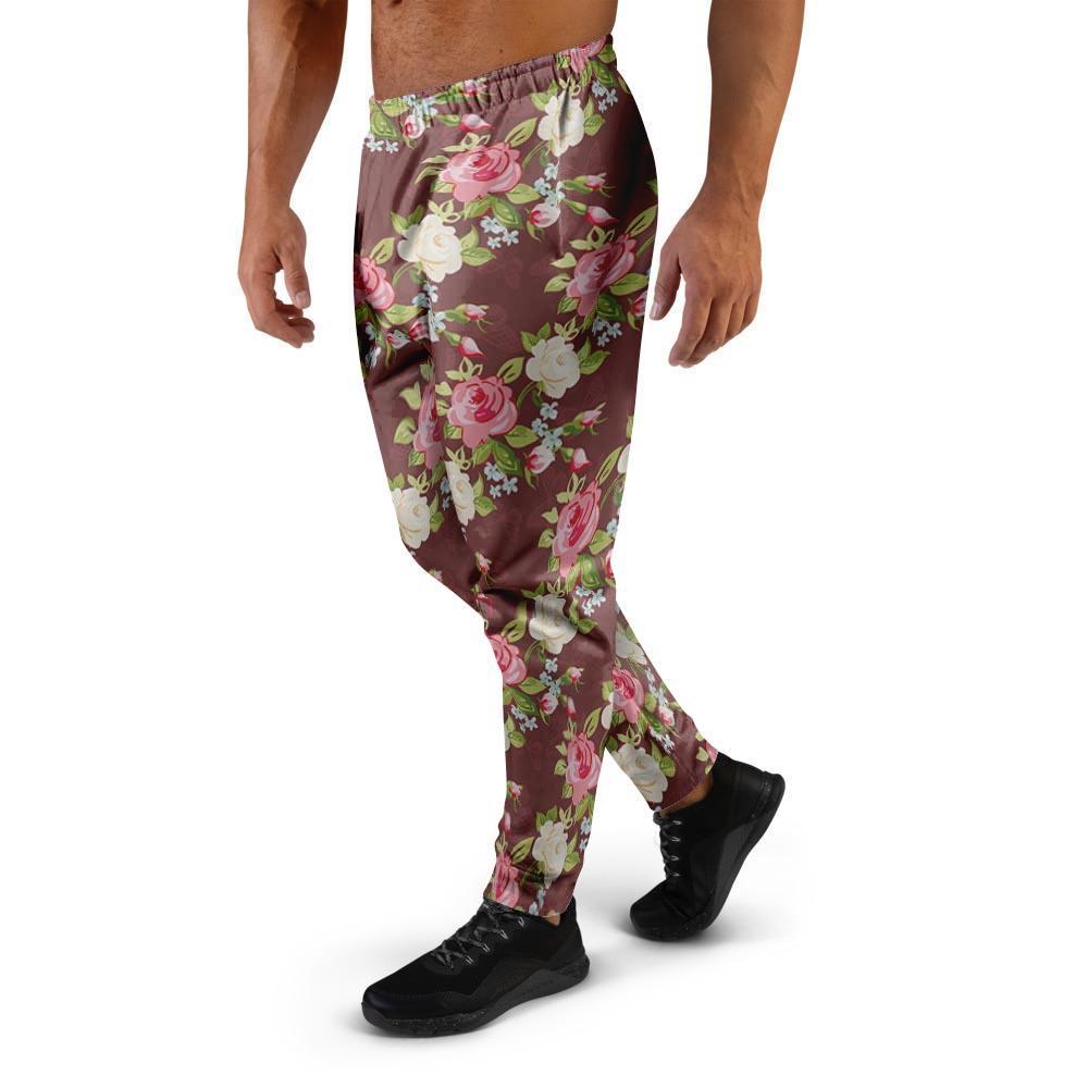 Rose Floral Print Men's Joggers-grizzshop