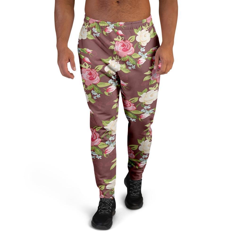 Rose Floral Print Men's Joggers-grizzshop