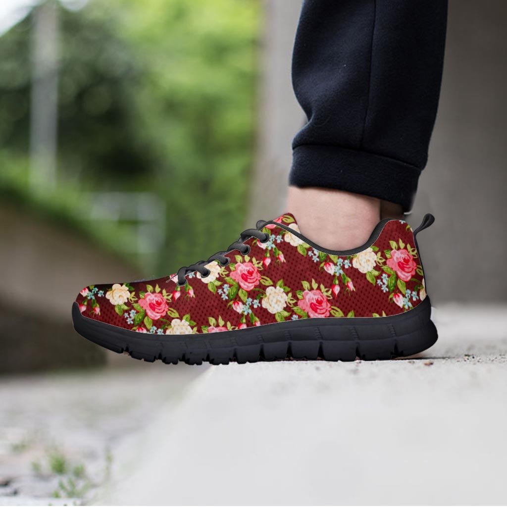 Rose Floral Print Men's Sneakers-grizzshop