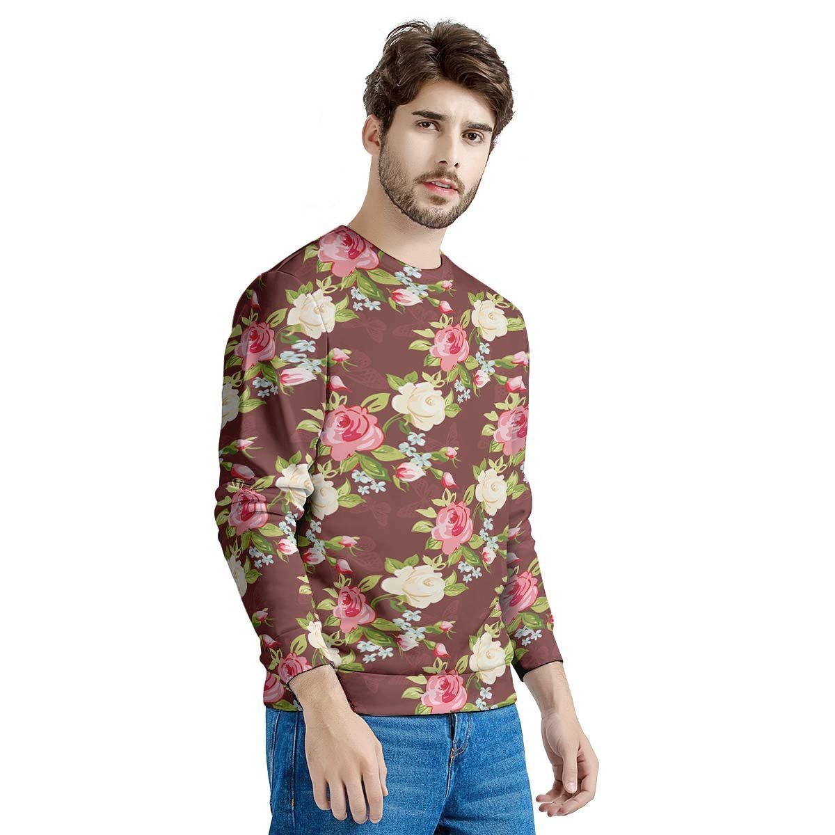 Rose Floral Print Men's Sweatshirt-grizzshop