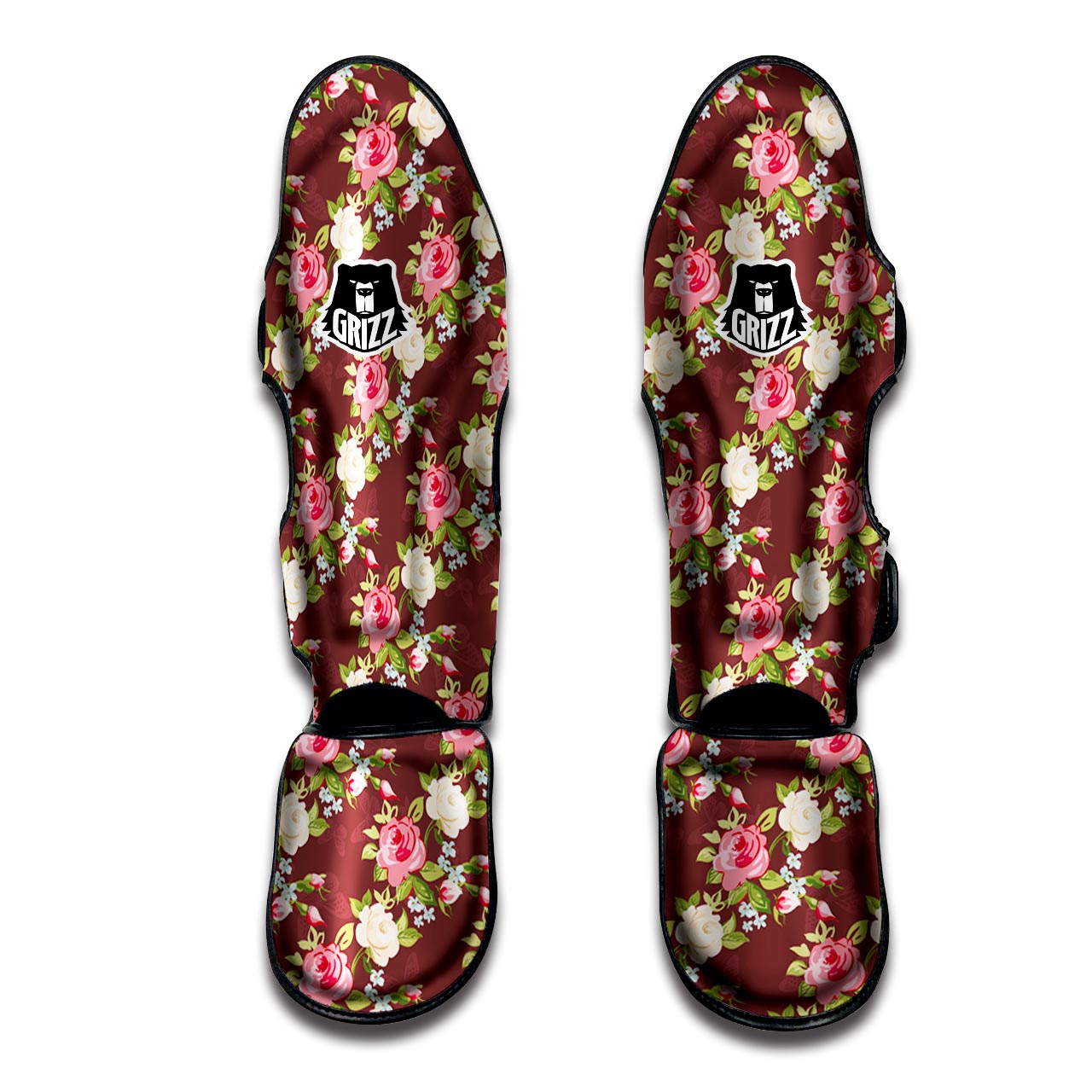 Rose Floral Print Muay Thai Shin Guard-grizzshop