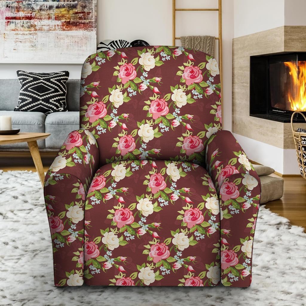 Rose Floral Print Recliner Cover-grizzshop