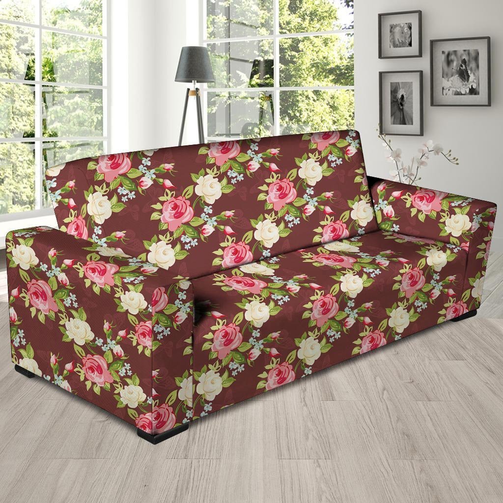 Rose Floral Print Sofa Cover-grizzshop