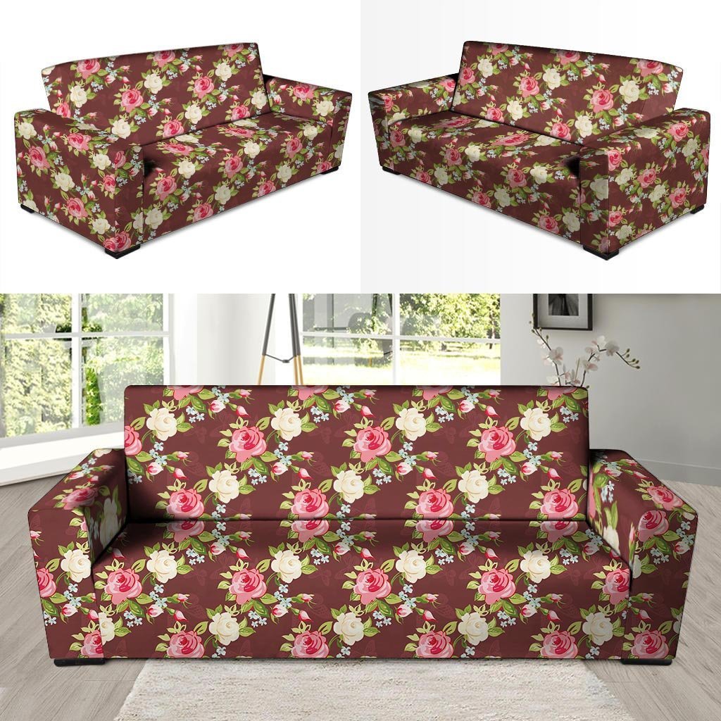 Rose Floral Print Sofa Cover-grizzshop