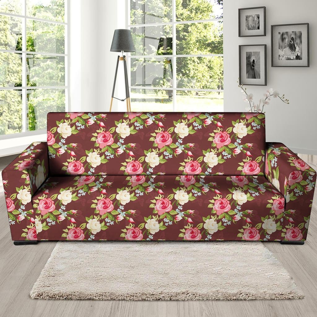 Rose Floral Print Sofa Cover-grizzshop