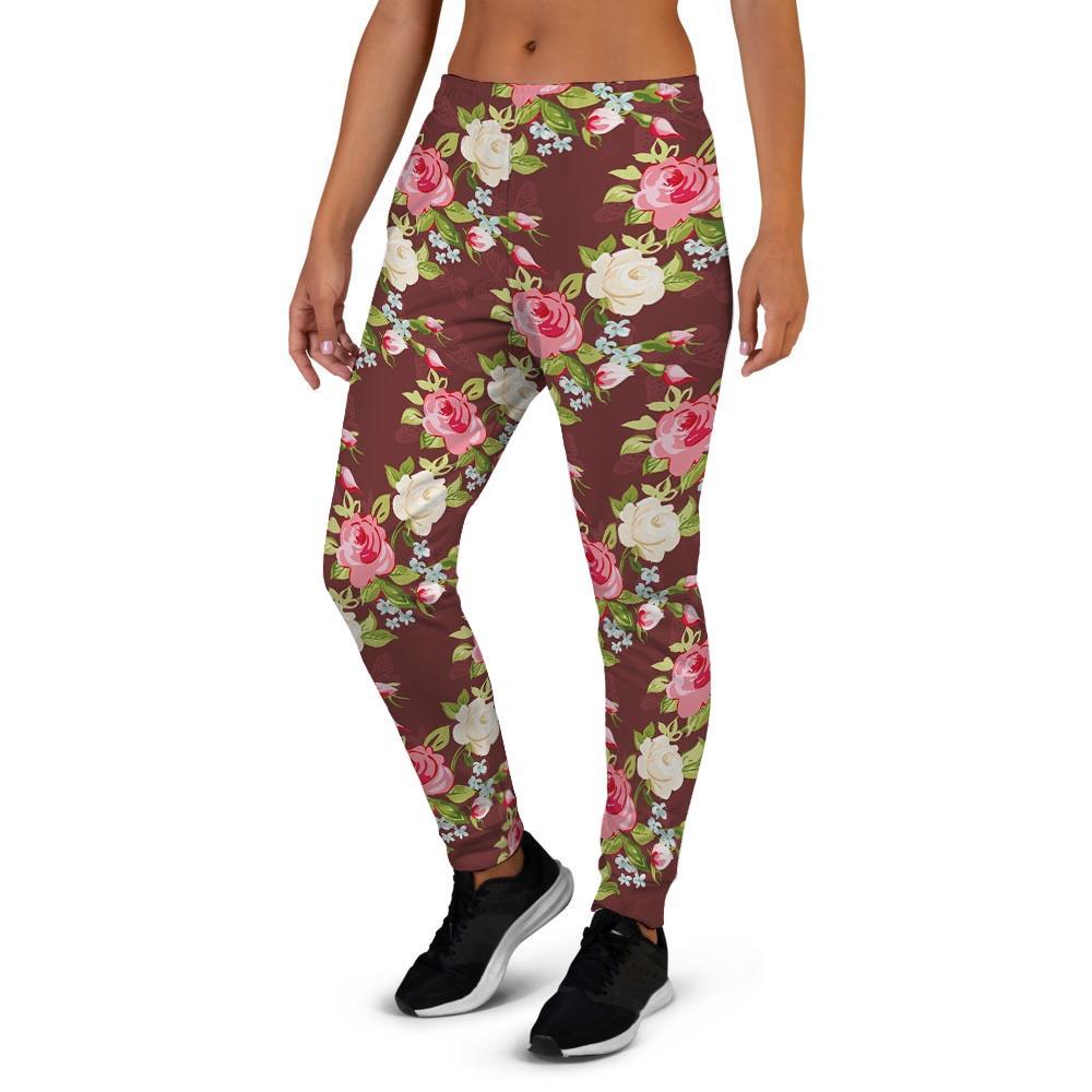 Rose Floral Print Women's Joggers-grizzshop