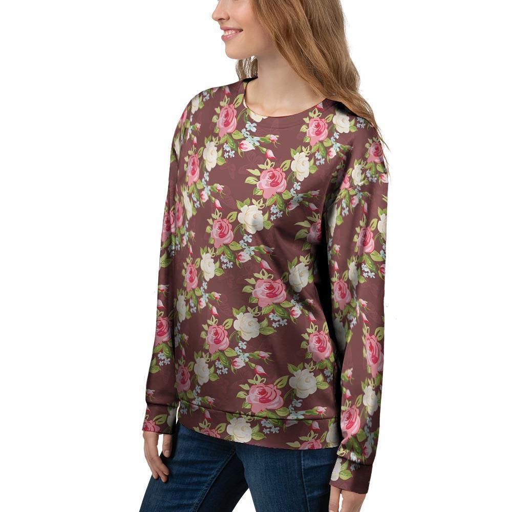 Rose Floral Print Women's Sweatshirt-grizzshop