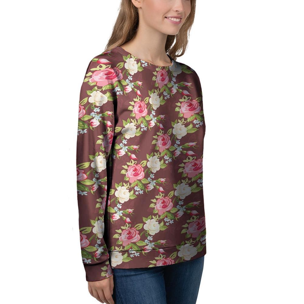 Rose Floral Print Women's Sweatshirt-grizzshop