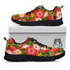 Rose Floral Red And Pink Print Pattern Black Sneaker-grizzshop