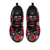 Rose Floral Red Pink Print Pattern Black Sneaker-grizzshop