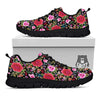 Rose Floral Red Pink Print Pattern Black Sneaker-grizzshop