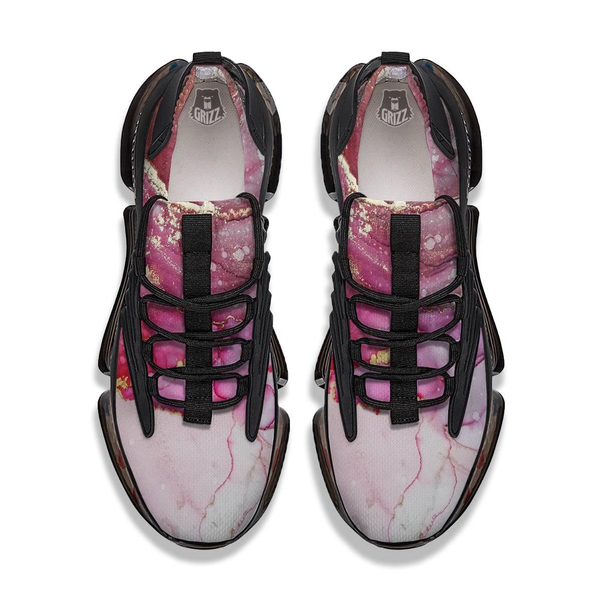 Rose Gold Marble Print Black Gym Shoes-grizzshop