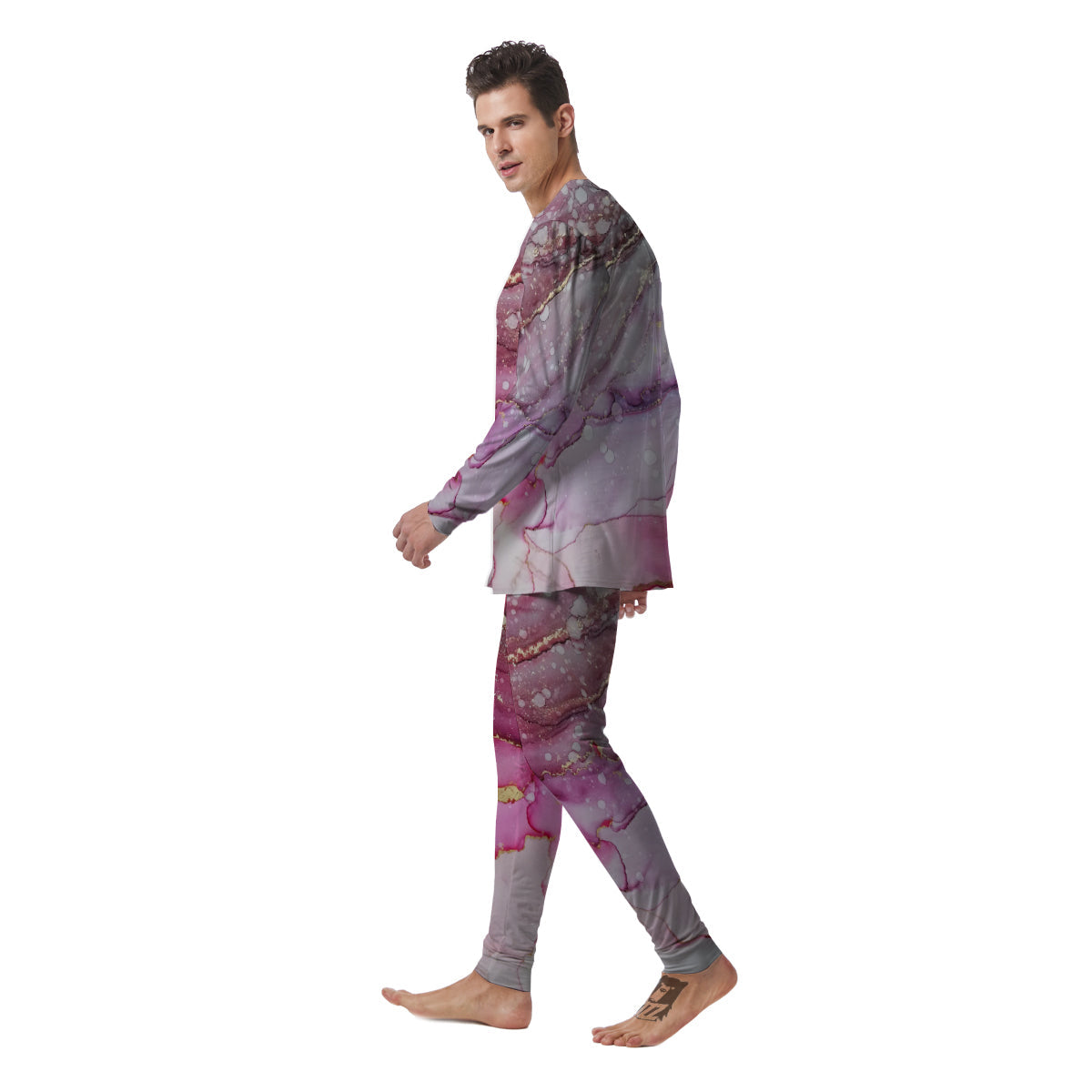 Rose Gold Marble Print Men's Pajamas-grizzshop