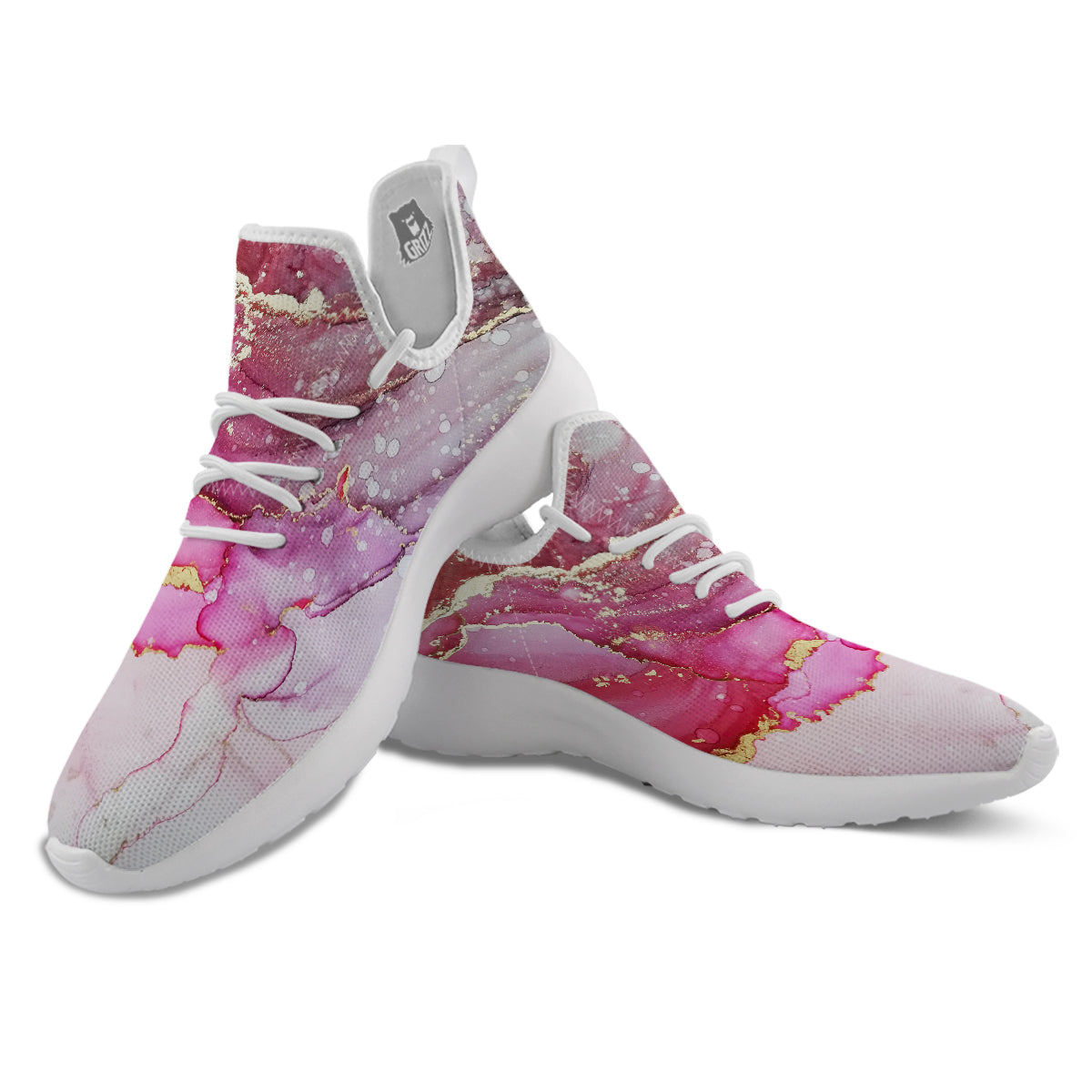 Rose Gold Marble Print White Athletic Shoes-grizzshop