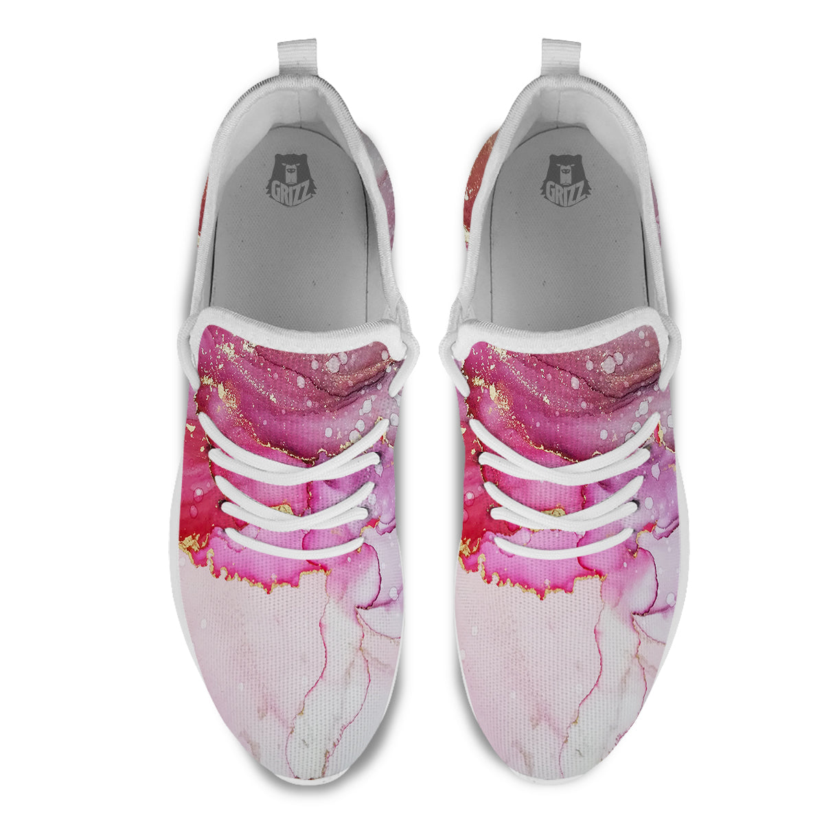 Rose Gold Marble Print White Athletic Shoes-grizzshop