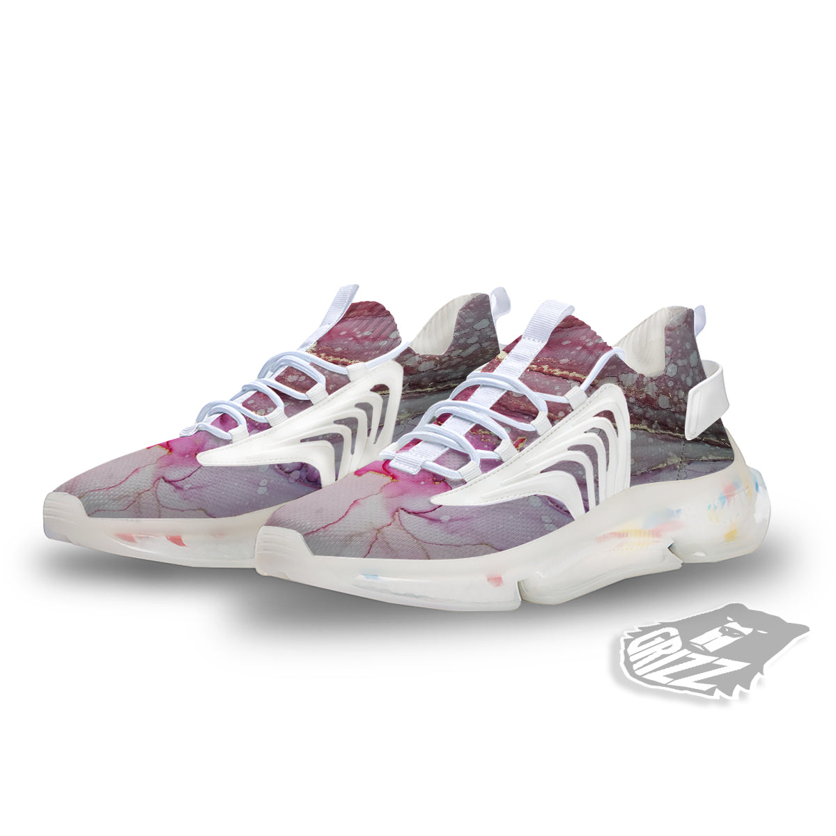 Rose Gold Marble Print White Gym Shoes-grizzshop
