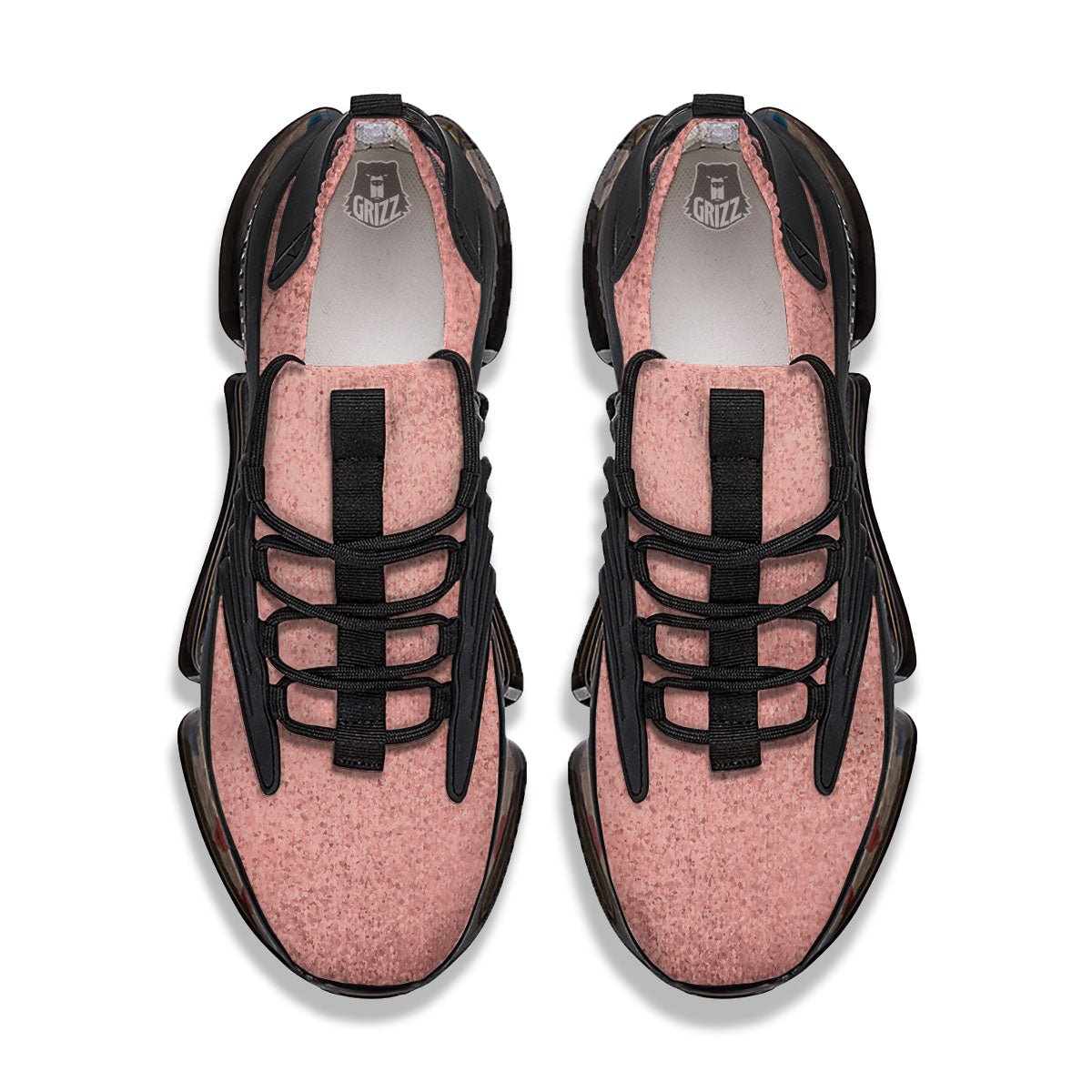 Rose Gold Texture Print Black Gym Shoes-grizzshop