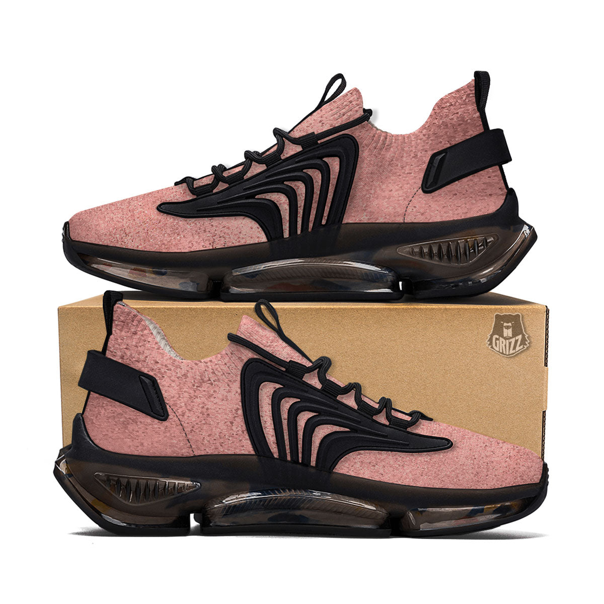 Rose Gold Texture Print Black Gym Shoes-grizzshop
