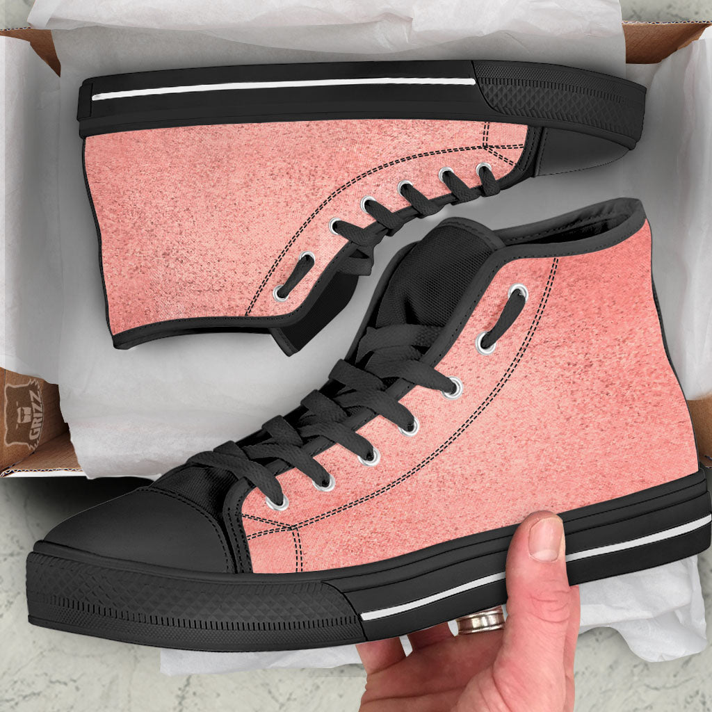 Rose Gold Texture Print Black High Top Shoes-grizzshop