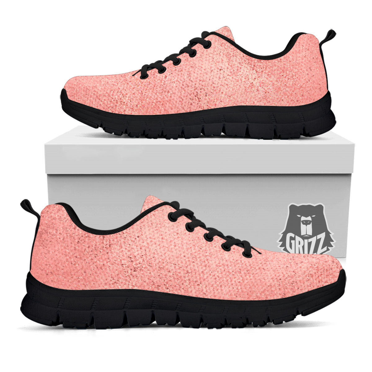 Rose Gold Texture Print Black Sneaker-grizzshop