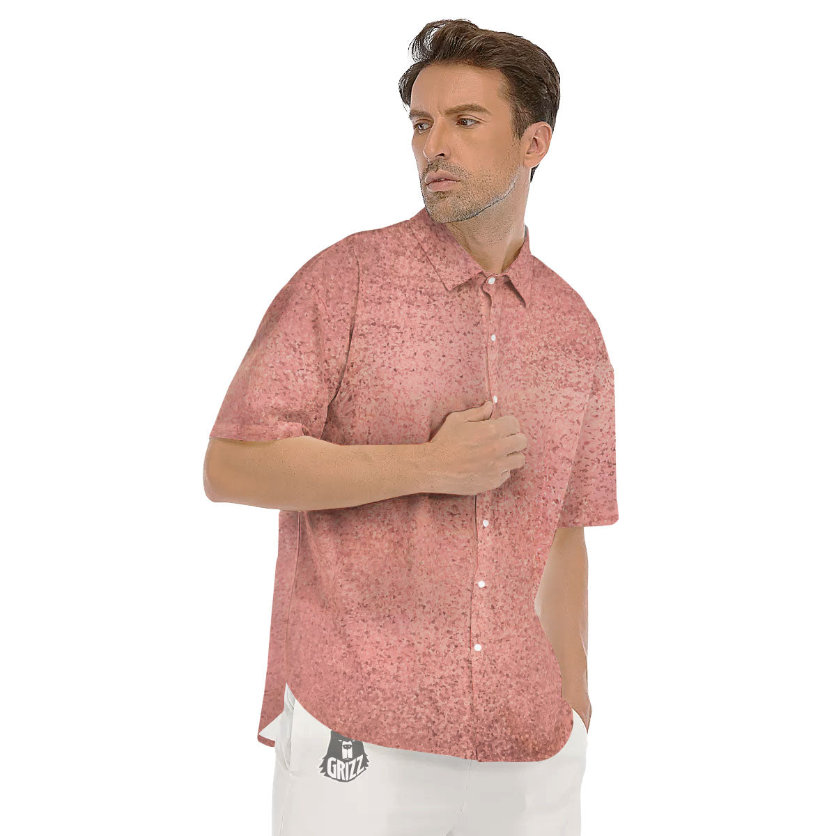 Rose Gold Texture Print Men's Short Sleeve Shirts-grizzshop