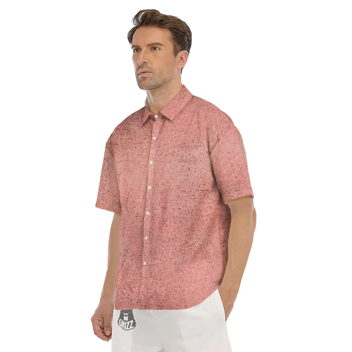 Rose Gold Texture Print Men's Short Sleeve Shirts-grizzshop