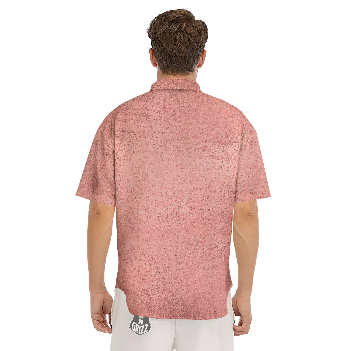 Rose Gold Texture Print Men's Short Sleeve Shirts-grizzshop