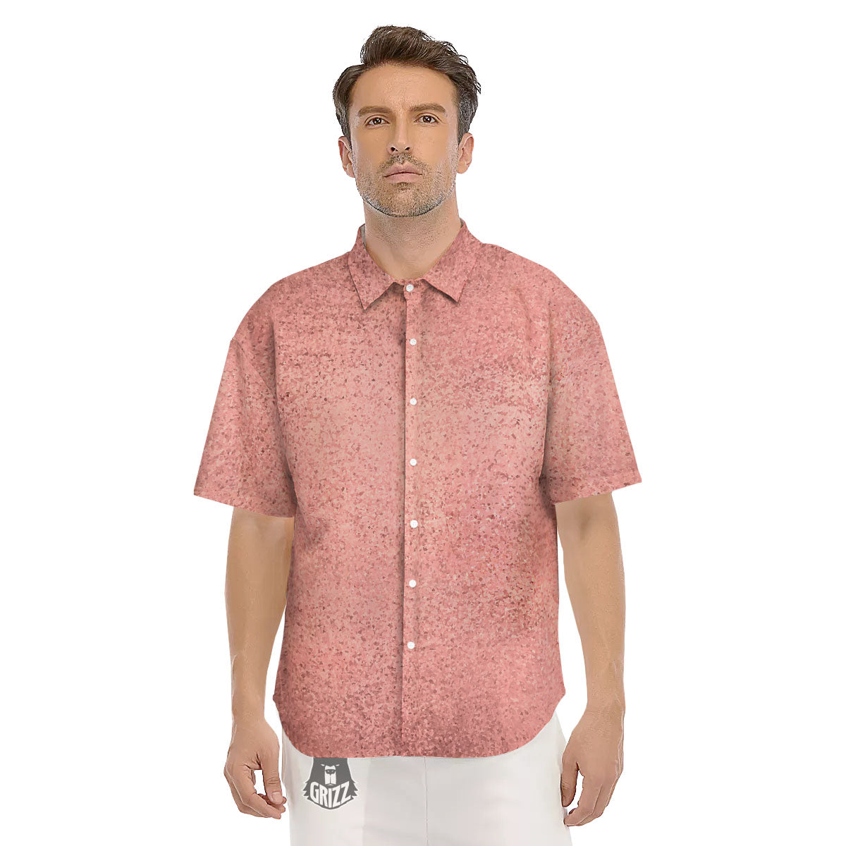 Rose Gold Texture Print Men's Short Sleeve Shirts-grizzshop