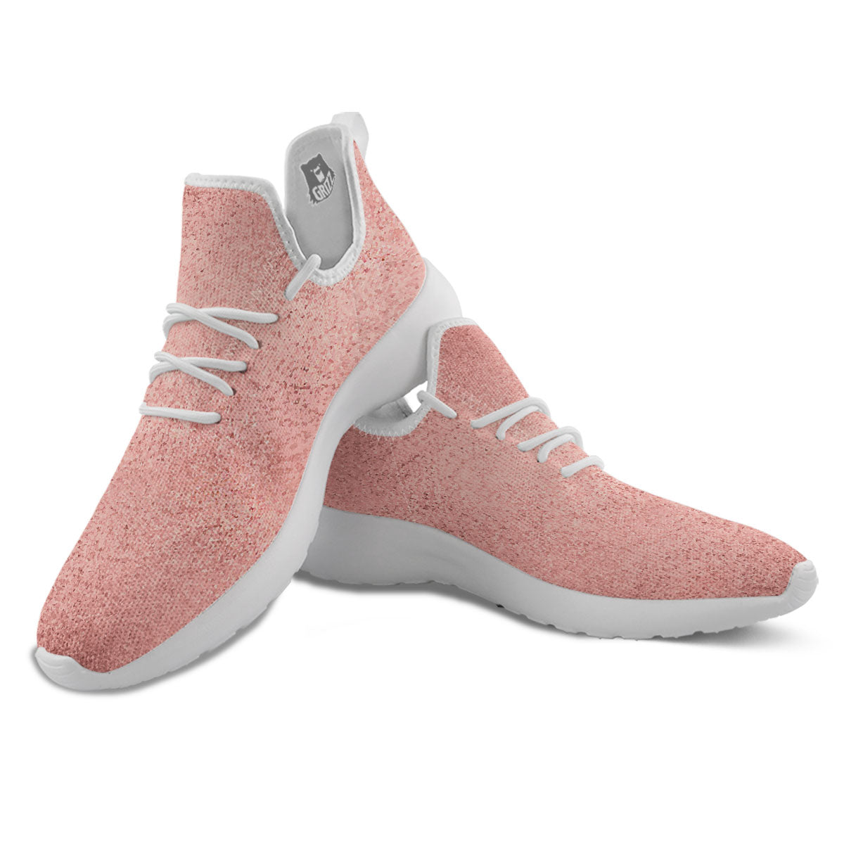 Rose Gold Texture Print White Athletic Shoes-grizzshop