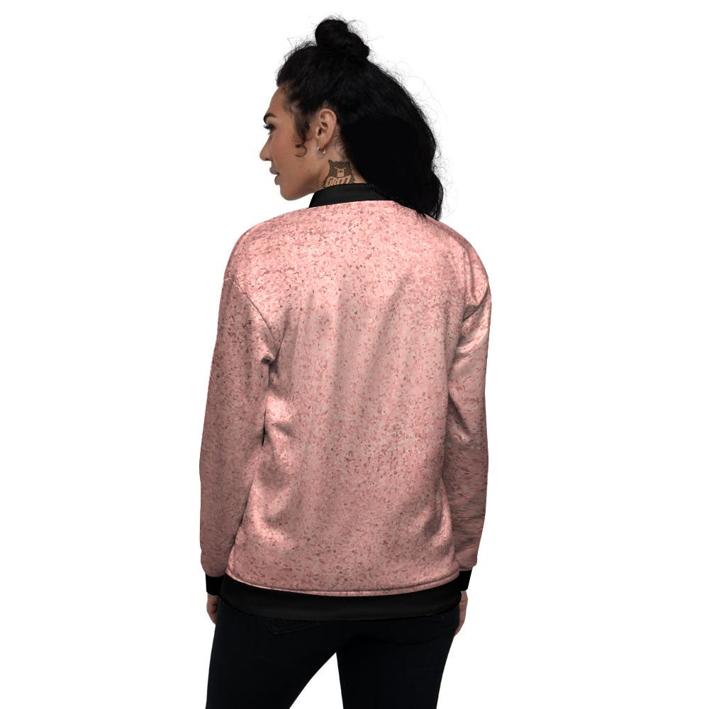 Rose Gold Texture Print Women's Bomber Jacket-grizzshop