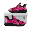 Rose Hot Pink Print Black Athletic Shoes-grizzshop