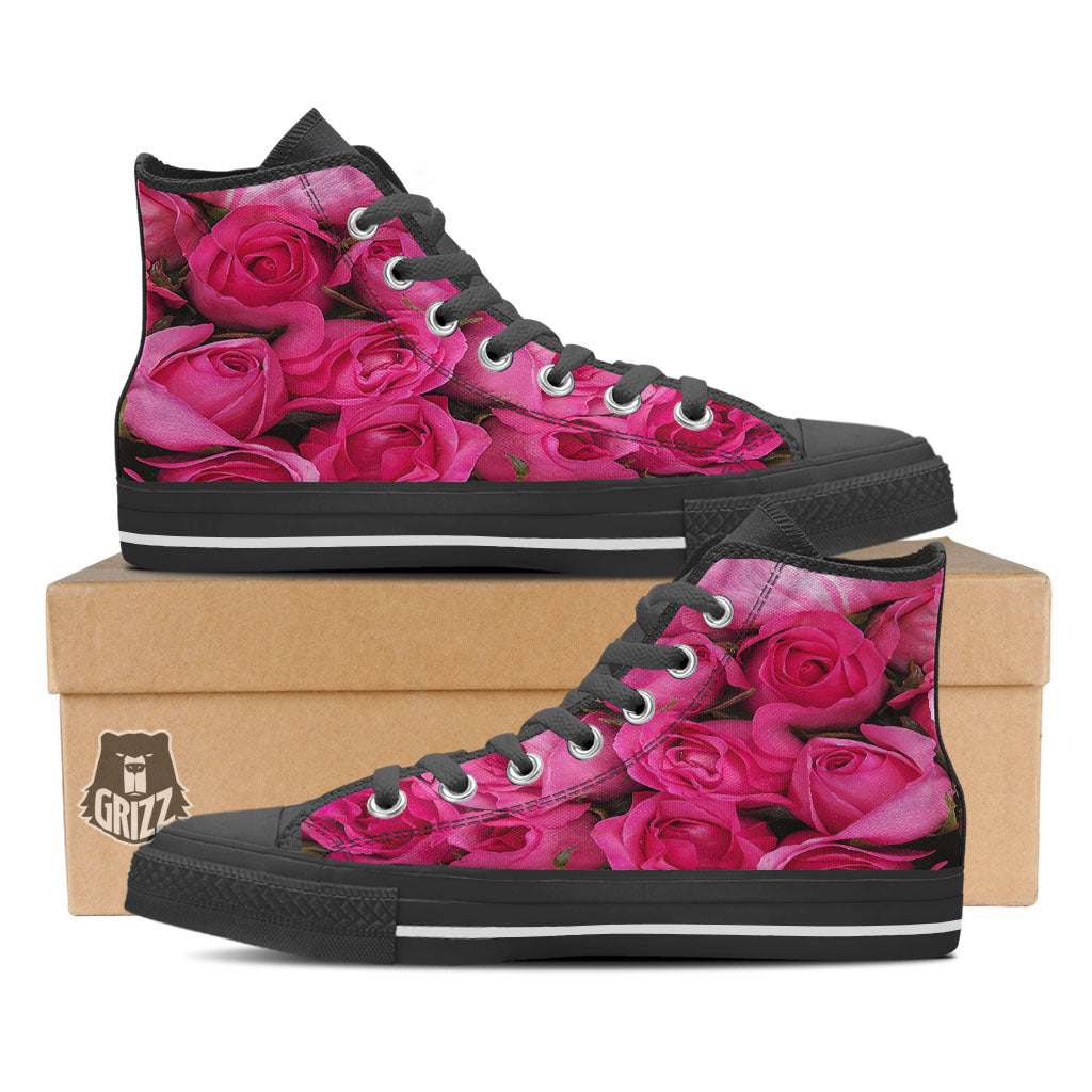 Rose Hot Pink Print High Top Shoes-grizzshop