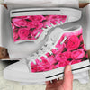 Rose Hot Pink Print White High Top Shoes-grizzshop