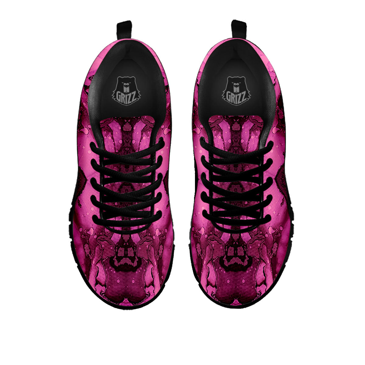 Rose Kaleidoscope Pink Print Black Sneaker-grizzshop