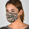 Rose Monarch Butterfly Pattern Print Face Mask-grizzshop