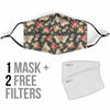 Rose Monarch Butterfly Pattern Print Face Mask-grizzshop