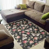 Rose Monarch Butterfly Pattern Print Floor Mat-grizzshop