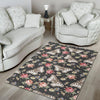 Rose Monarch Butterfly Pattern Print Floor Mat-grizzshop