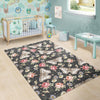 Rose Monarch Butterfly Pattern Print Floor Mat-grizzshop